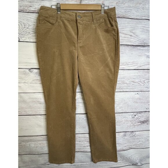 St. John's Bay Corduroy Pants Women's Size 14 Straight Leg Light Brown Cotton - Picture 1 of 16